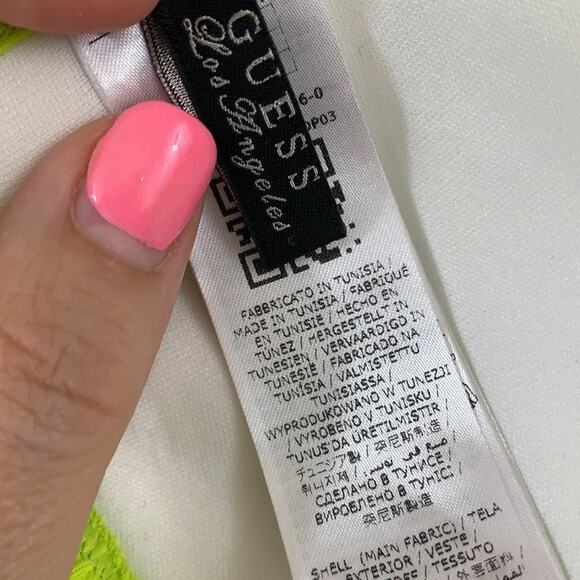 Guess Triangle Fringe Neon Yellow Bikini Top - Picture 6 of 8